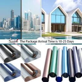 House Window Privacy Tint Film One Way Vinyl Mirror Foil Non Adhesive Glass Screen Stickers Rolls Anti Look UV Protection Tools
